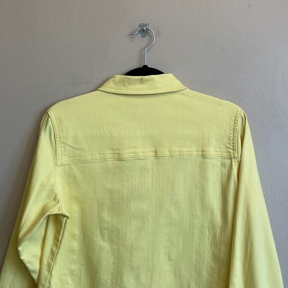 Quacker Factory XS yellow denim jacket silver rhinestone sparkle shine - Picture 6 of 7